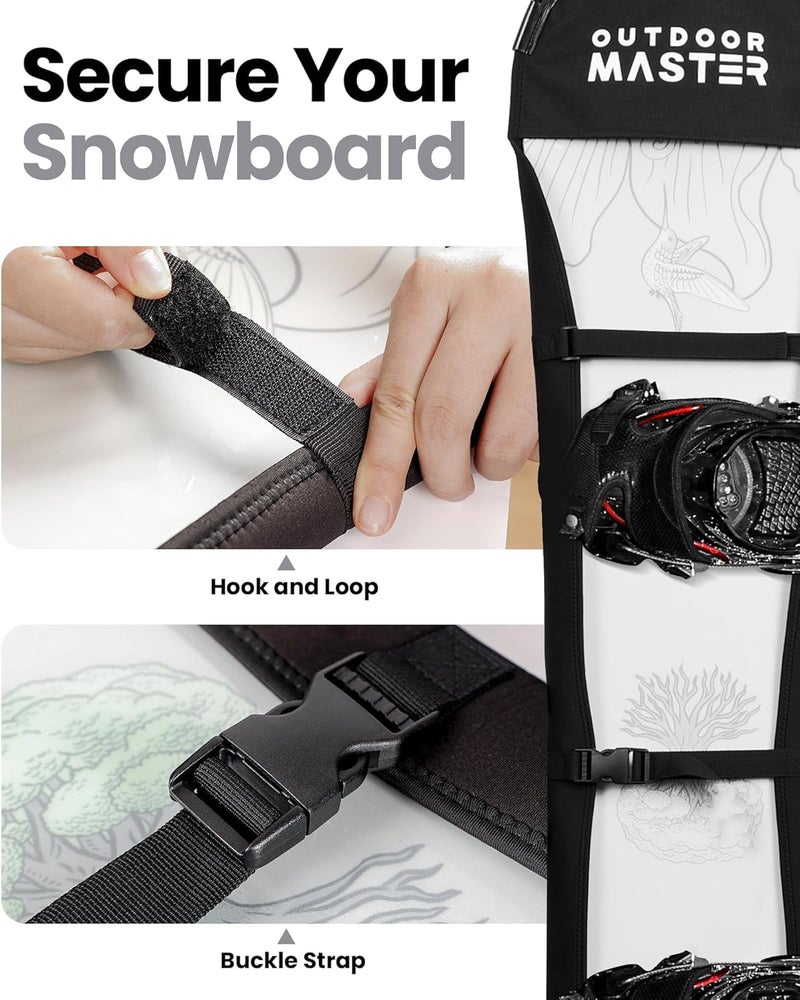 OutdoorMaster Update Snowboard Sleeve Soft Cover Case with Rubber Bumpers, Detachable Padded Shoulder Strap - Image 2